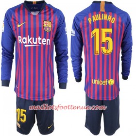 Maillot/Tenue Barcelone Paulinho 15 Enfant Domicile 2018/2019 Manche Longue